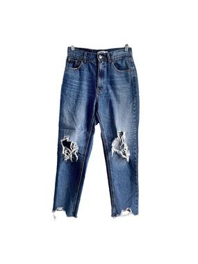 PULL & BEAR High-Rise Raw Hem Denim